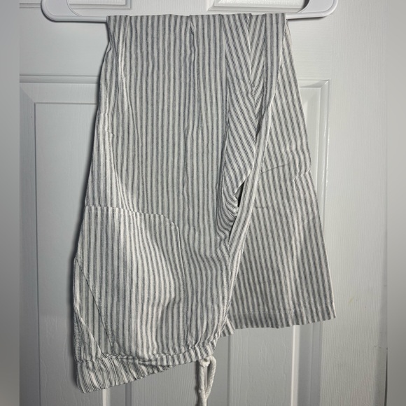 Striped Drawstring Linen Pants - Picture 1 of 4